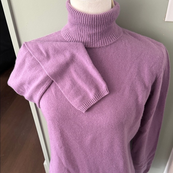 Cashmere 100%Women's Purple Turtleneck Sweater - Picture 4 of 14
